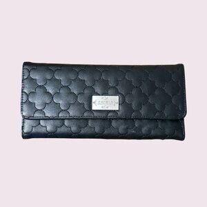 Black Quilted PVC Lipstick & Phone Wallet